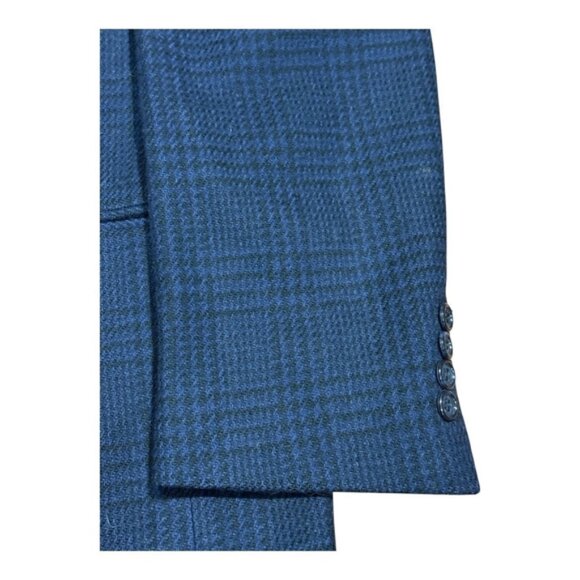 Vintage Perry Ellis Portfolio Blazer Mens 44 Wool Plaid Sport Coat Made In USA - Picture 3 of 11